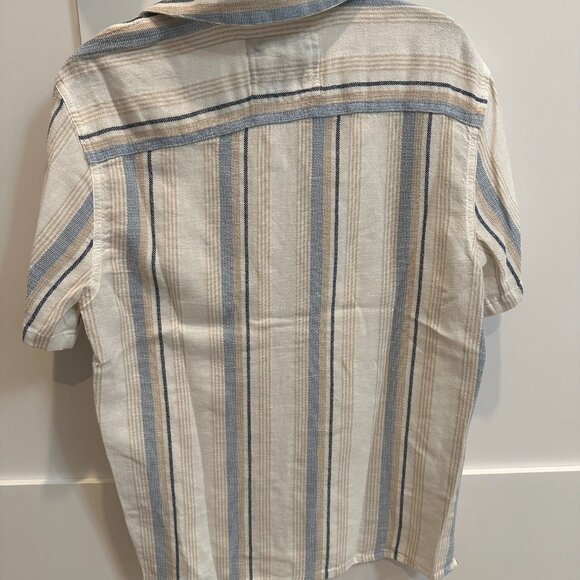 Hollister Striped Button-Down Shirt – Cream & Blue, Size XS - Picture 2 of 2